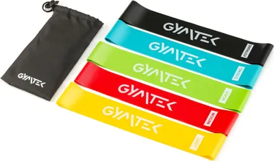 Produktbild von Gymtek® Theraband Set - 5 kusů, 0,5-30 kg - fitness gumy, posilovací gumy, gymnastické gumy - jóga, pilates, silový trénink, fitness