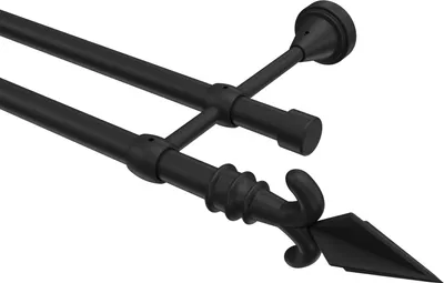 Produktbild von Interdeco Gardinenstange / Vorhangstange Schwarz, Typ Primus Matteo (Pfeil), 16 mm Ø 2-läufig, 280 cm
