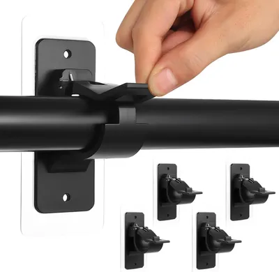 Produktbild von 4 Stück Vorhangstangenhalterungen ohne Bohren, selbstklebende Vorhangstangenhalter, Vorhanghalterungen für die Wand ohne Bohren, Vorhangstangen, Haken für das Badezimmer