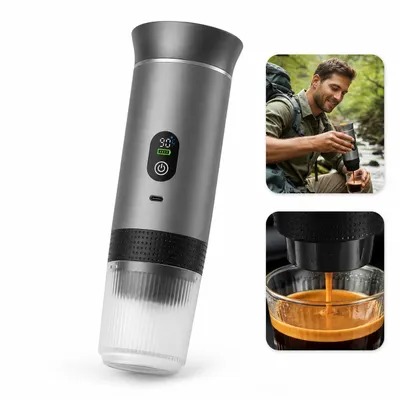 Produktbild von Tragbare 3-in-1 Espresso-Maschine, selbstheizend, wiederaufladbar, kompatibel mit Pulver & Kapseln; Mini-Kaffeemaschine Reise 20Bar 0,5L