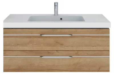 Produktbild von Pelipal Badmöbel-Set Balto Sprint BxHxT 123,4 x 48 x 49 cm Frontfarbe eiche riviera mit Waschtisch Mineralmarmor SET-014