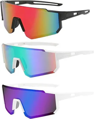 Immagine prodotto di Protezione solare per ciclisti, set da 3 pezzi, per uomo e donna, occhiali da sole da ciclismo su strada con protezione UV-400, ideali per ciclismo, motociclismo, corsa, sci, baseball, pesca e beach volley.