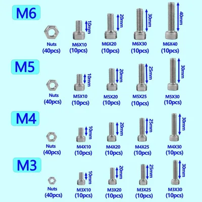 Inbus- und Schraubenmuttern Sortiment - 320-teiliges Set aus rostfreiem Stahl