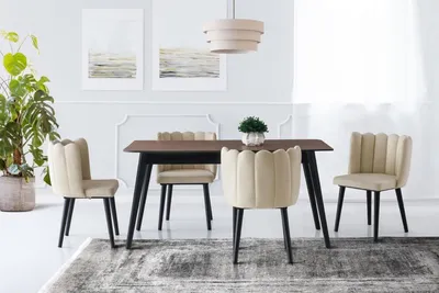 Produktbild von Esszimmermöbel Essgruppe Essecke Esstisch Stühle 5tlg Braun Tisch
