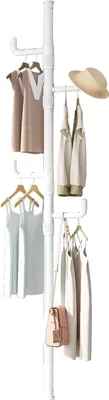 Image de Porte-vêtements, réglable en hauteur, en acier au carbone durable, BLANC