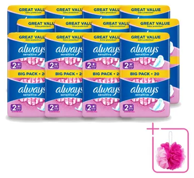 Imagen del producto de 12 toallas higiénicas Always Sensitive Ultra Long con alas, para uso mensual – Paquete económico – 12 unidades