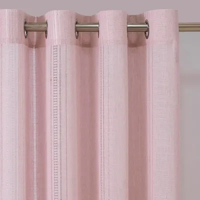 Productafbeelding van HOME Roze gordijnen kinderkamer meisjes - Roze gordijnen met ogen - Boho - Vintage - Linnen - Geweven gaten - Macramé