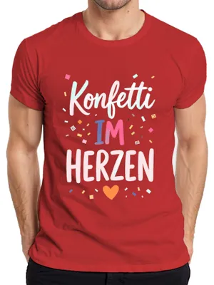 Zdjęcie produktu dla Konfetti w sercu – koszulka męska na imprezę karnawałową w Kolonii, w pastelowych kolorach, czerwona, rozmiar XXL