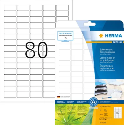 Produktbild von HERMA 10701, Gestanztes Etikett, 3,56 cm, 1,69 cm, 80 Stück(e)