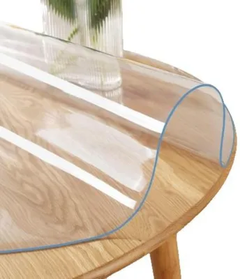 Produktbild von Tischschutz - Transparent - 90 cm - Rund - Wasserfest Tischfolie - Für Tischplatten, Schreibtische, Kommoden