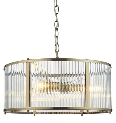 Immagine prodotto di Lampada a sospensione RIDGETON in ottone anticato, 3xE14x15W, vetro, dimensioni: 176x45x45 cm, IP20, Endon