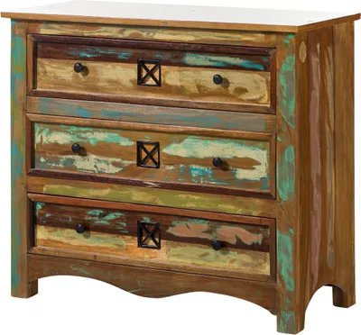 Image de MASSIVMOEBEL24 | Commode 100x42 Bois de récupération laqué Multicolore NATURE OF SPIRIT #49