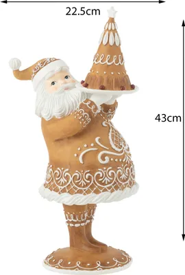 Produktbild von J-Line Lebkuchen Weihnachtsmann Kuchen Polyresin Braun
