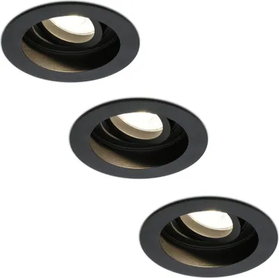 Image de HOFTRONIC - Spot LED encastrable 3x4W GU10 2700K Noir IP20 Dimmable Inclinable