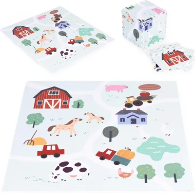 Immagine prodotto di Grande tappetino in schiuma EVA per bambini "Fattoria", 90,5 x 90,5 cm, 21 pezzi, ECOTOYS