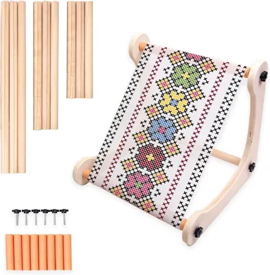 Produktbild von Nähmaschinenzubehör Stickrahmen für den Schoß, Stickrahmen, verstellbarer Stickständer aus Holz zum Basteln, Sticktisch, Kreuzstichrahmen für den Scho