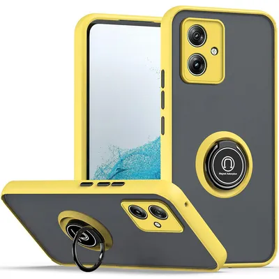 Obrázek produktu pro Pouzdro pro Motorola Moto G54 matné průsvitné TPU pouzdro s prstencovým držákem a stojánkem Žluť