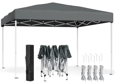 Immagine prodotto di Gazebo da giardino e per feste, dimensioni 3x3 metri, con protezione solare | Grigio scuro | 300x300x260 cm