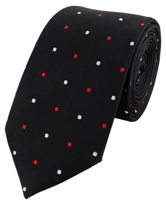 Produktbild von Fabio Farini - 1 Stück verschiedene Herren Schlips - Krawatten mit Punkten in 6cm Breite Schmal (6cm), Schwarz (Rot, Weiß)