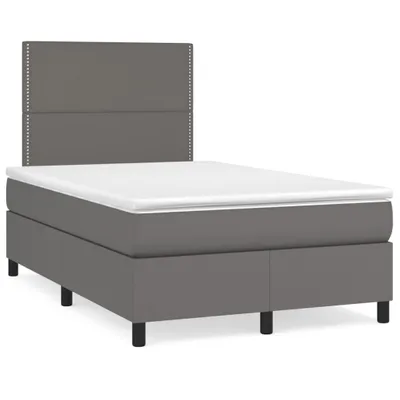 Produktbild von vidaXL Boxspringbett mit Matratze Grau 120x200 cm Kunstleder