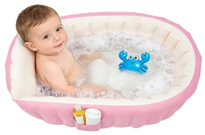 Obrázok produktu pre Nafukovacia vanička pre bábätká – Ergonomický dizajn – Ružová