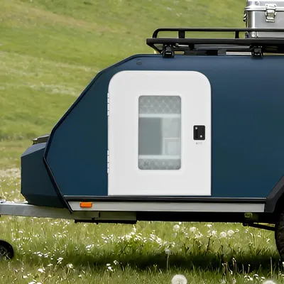 Obrázek produktu pro Obytný vůz/karavan – vstupní dveře – strana řidiče – dveře a okna s ochranou proti hmyzu – hliníková slitina a sklolaminát – tloušťka stěny 30–60 mm – žlutá barva