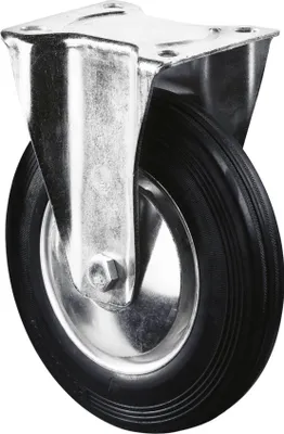Produktbild von BS Rollen Bockrolle L410.B55.201 Gummi Ø 200 mm bis 205 kg mit Platte 135x110 mm