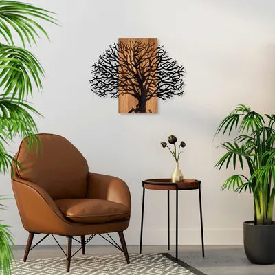 Obrázek produktu pro Wallity, MA- SKL2289, barva ořech,Černá, Ostatní bytové dekorace, 58 x 75 cm, 50% dřevo (tloušťka: 3 cm) / kov (tloušťka: 1