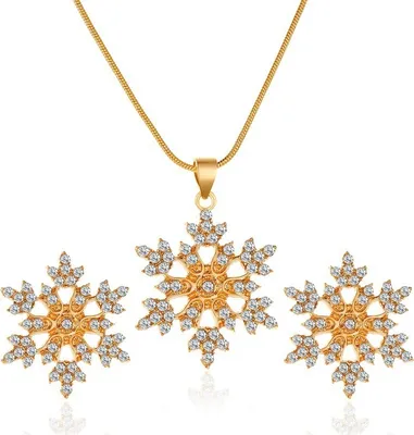 Produktbild von INF Schneeflocke Halskette Ohrringe Set Gold