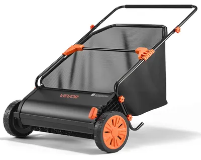 Produktbild von VEVOR Rasenkehrmaschine 76 cm Kehrbreite, Kehrmaschine mit 340 L Fangkorb & Verstellbarer Bürstenhöhe, Laubsammler, Laubkehrmaschine, Laubkehrer mit Gummirädern für Laub- & Grasentfernung
