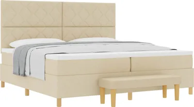 Produktbild von Boxspringbett mit Matratze Creme 200 x 200 cm Stoff