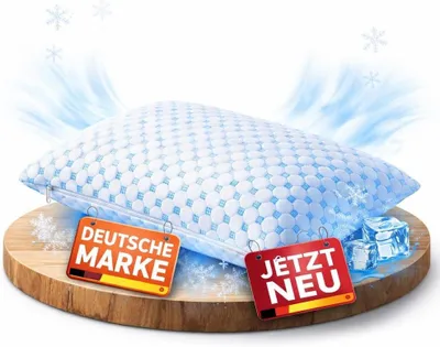 Produktbild von Kühlendes Kopfkissen 40x80 mit Memory Foam und ergonomischer Form, Nackenstützkissen für Seitenschläfer, hitzeregulierend für den Sommer