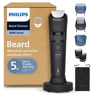 Produktbild von Philips Beard Trimmer 5000 Series BT5785/30 Bartstyling mit Haarauffangschale, Keine Wartung – muss nicht geölt werden, Akku, Selbstschärfende Rollen, Schwarz