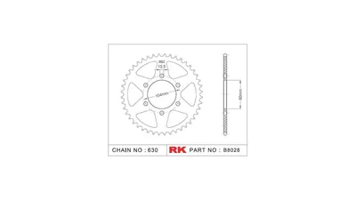 Produktbild von RK Kettenrad "8028" 630, Stahl 41 Zähne