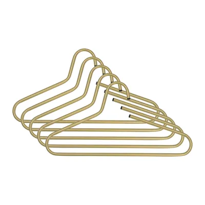 Produktbild von Spinder Design VICTORIE Stahl Kleiderbügel, Minimalistisch, Gold, 5er-Set Goldfarben 42x1x21,5 cm