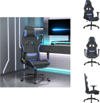Produktbild von vidaXL Gaming-Stuhl mit Fußstütze Schwarz und Blau Stoff -  Gaming-Sessel