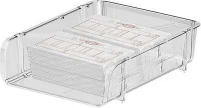 Produktbild von Famanu Papierkorb Büro - Dokumentenhalter Organizer - Stapelbar Transparent - 33x26x8cm