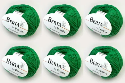 Produktbild von 6x Berta by Permin – Wolle-Baumwolle Strickgarn (57 sportsgrün)