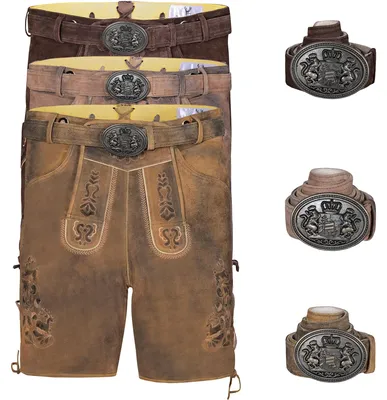 Produktbild von Trachtenlederhose Hans Lederhosen mit Gürtel kurz trachten aus 100% Nappa-Wildleder, Größe:54/XL, Farbe:Antik Kastanienbraun