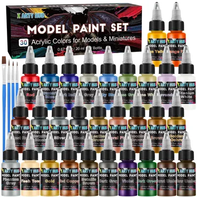 Immagine prodotto di Elzusha - Set di colori per modellismo con 30 colori e 4 pennelli