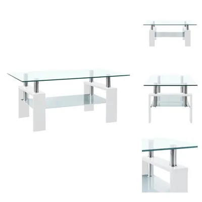 Obrázok produktu pre vidaXL Konferenčný stolík biely transparentný 95x55x40 cm z tvrdeného skla - Konferenčné stolíky