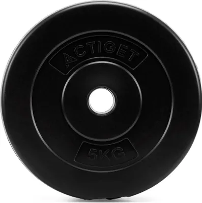 Produktbild von ACTIGET Hantelscheibe 5 kg für Langhantel und Hanteln Ø 31 mm, Kunststoff -Schwarz