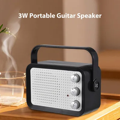 Obrázek produktu pro Přenosný mini reproduktor elektrické kytary pro dřevěné ukulele, lehký, přehrávání MP3, nastavení hlasitosti a zkreslení tónu