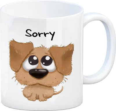Produktbild von Hund Kaffeebecher mit Spruch Sorry