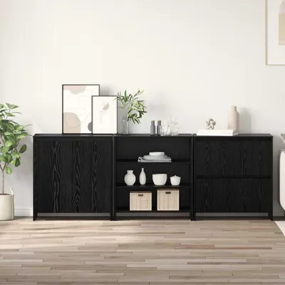 Image de vidaXL, meuble de rangement avec 3 tiroirs, imitation chêne noir, 70 x 41 x 75 cm