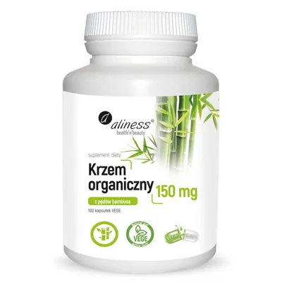 Productafbeelding van ALINESS Organisch Silicium 150 mg, gewonnen uit bamboespruiten. Voor huid en haar. 100 capsules