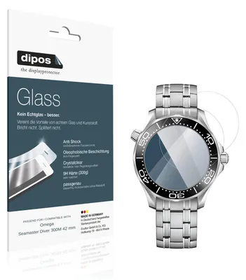 Produktbild von 2x Schutzfolie für Omega Seamaster Diver 300M 42 mm - Anti-Shock 9H Folie dipos Glass Kunststoffglas