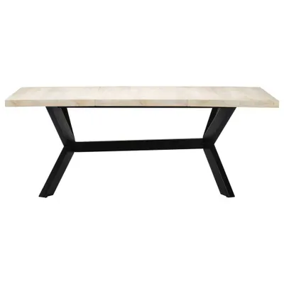Image de vidaXL Table de salle à manger blanche 200×100×75 cm en bois massif de manguier