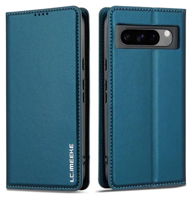 Obrázek produktu pro Magnetické flipové kožené pouzdro pro Google Pixel 8 Pro, s přihrádkou na karty a funkcí stojánku Modrá