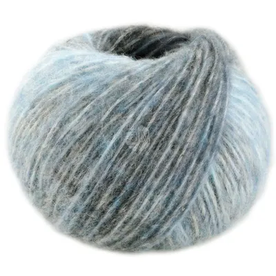 Produktbild von Lana Grossa PICASSO 50 g Schlauchbändchen mit Baby-Alpaka und Merino Fasern 210 m Farbe 004 - Anthrazit/Dunkel/Hellgrau/Helltürkis
